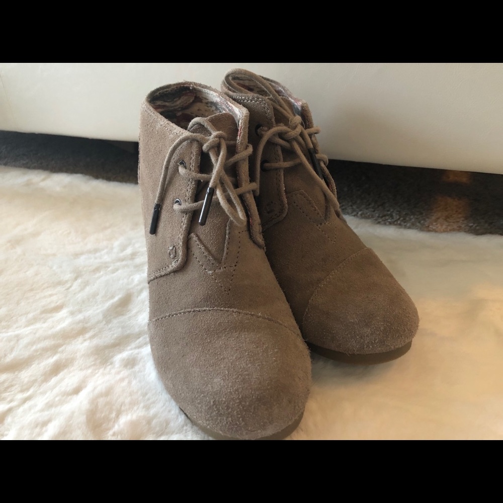 Taupe Suede Wedge Boots